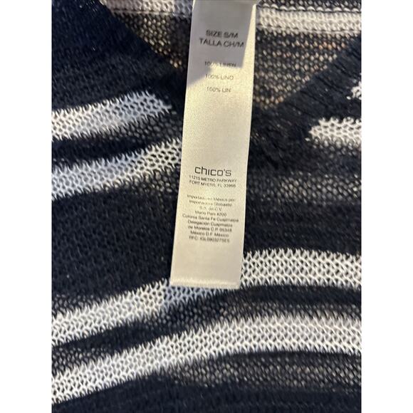 Zenergy by Chico’s Blue White open knit shawl linen women’s size s/m - Picture 5 of 6